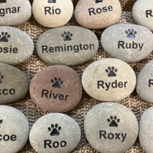 Pawprint Rocks, many pet names with pawprint beginning with the letter R
